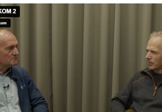 Skjermdump fra webinaret. Til venstre sitter leder i KoKom Guttorm Brattebø (t.v) i samtale med Pål Iden, direktør i Ukom.  